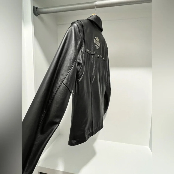 Vintage Harley Davidson Black Leather Studded  Motorcycle Riding Jacket XS 90s - Picture 4 of 11